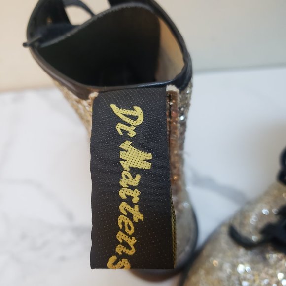 Dr. Martens RARE Vintage 90s Gold Chunky Glitter Boots - Picture 13 of 16